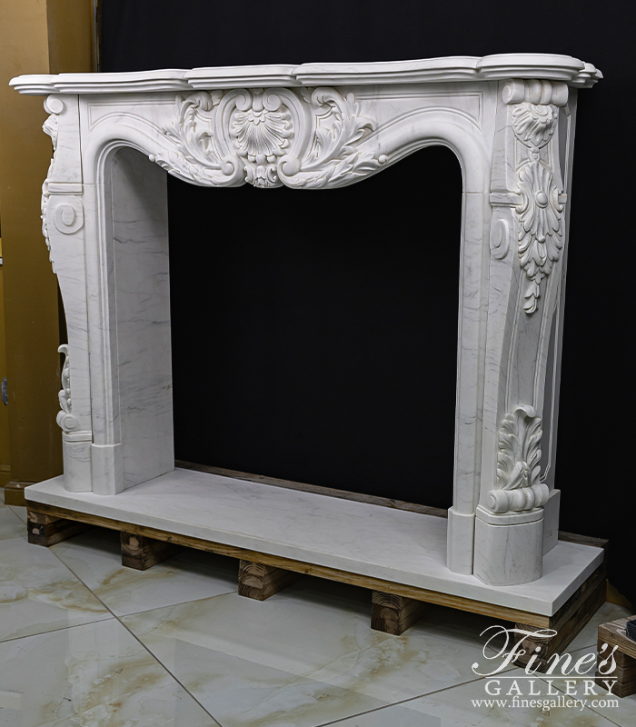 Marble Fireplaces  - Traditional Louis XIV French Marble Fireplace Mantel - MFP-2473